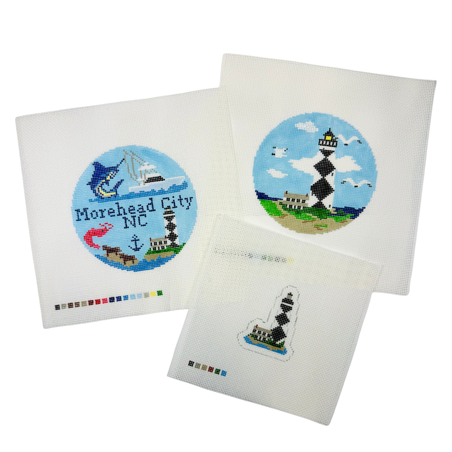 Morehead City, NC Travel Round Needlepoint Canvas
