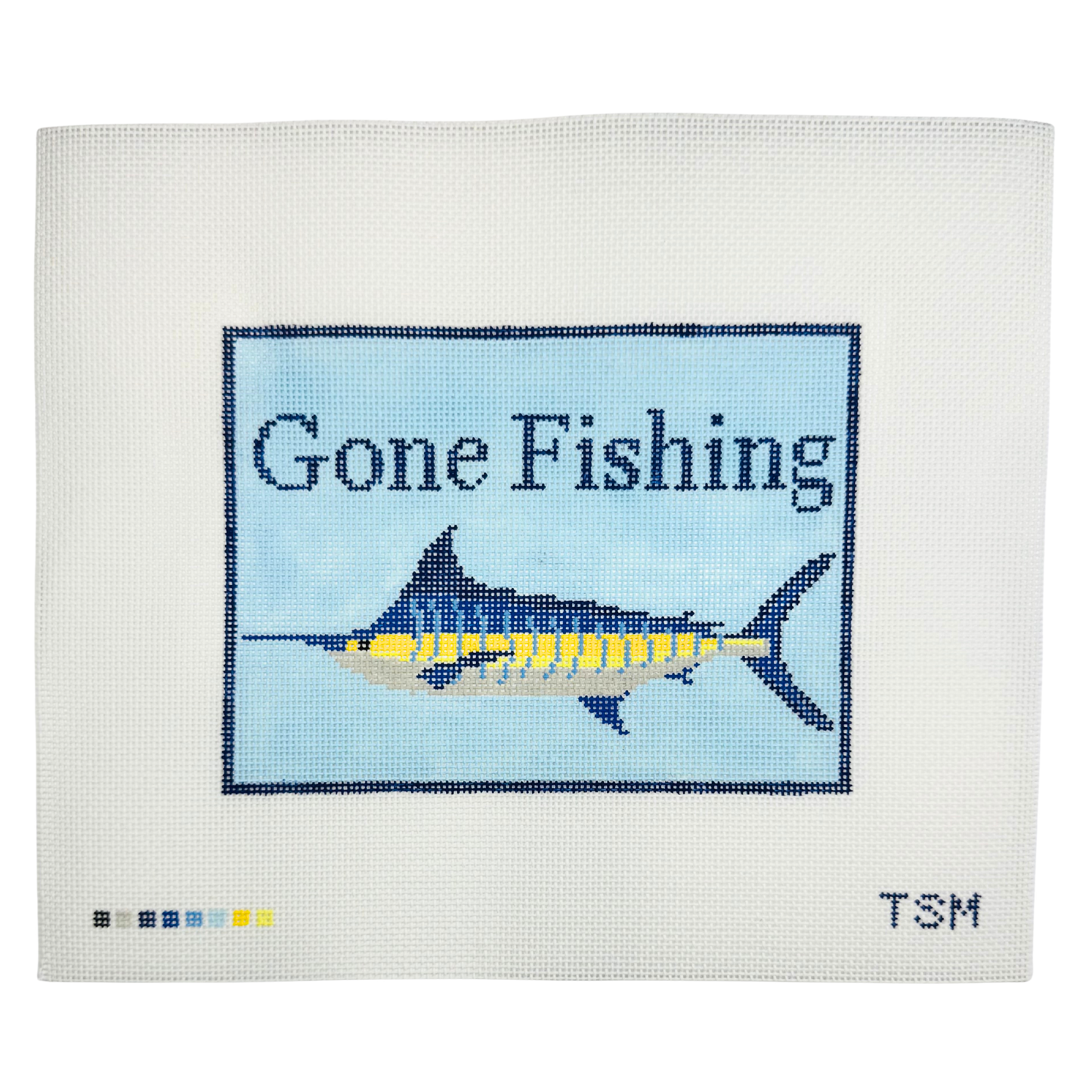 Gone Fishing Blue Marlin Needlepoint Canvas