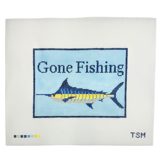 Gone Fishing Blue Marlin Needlepoint Canvas