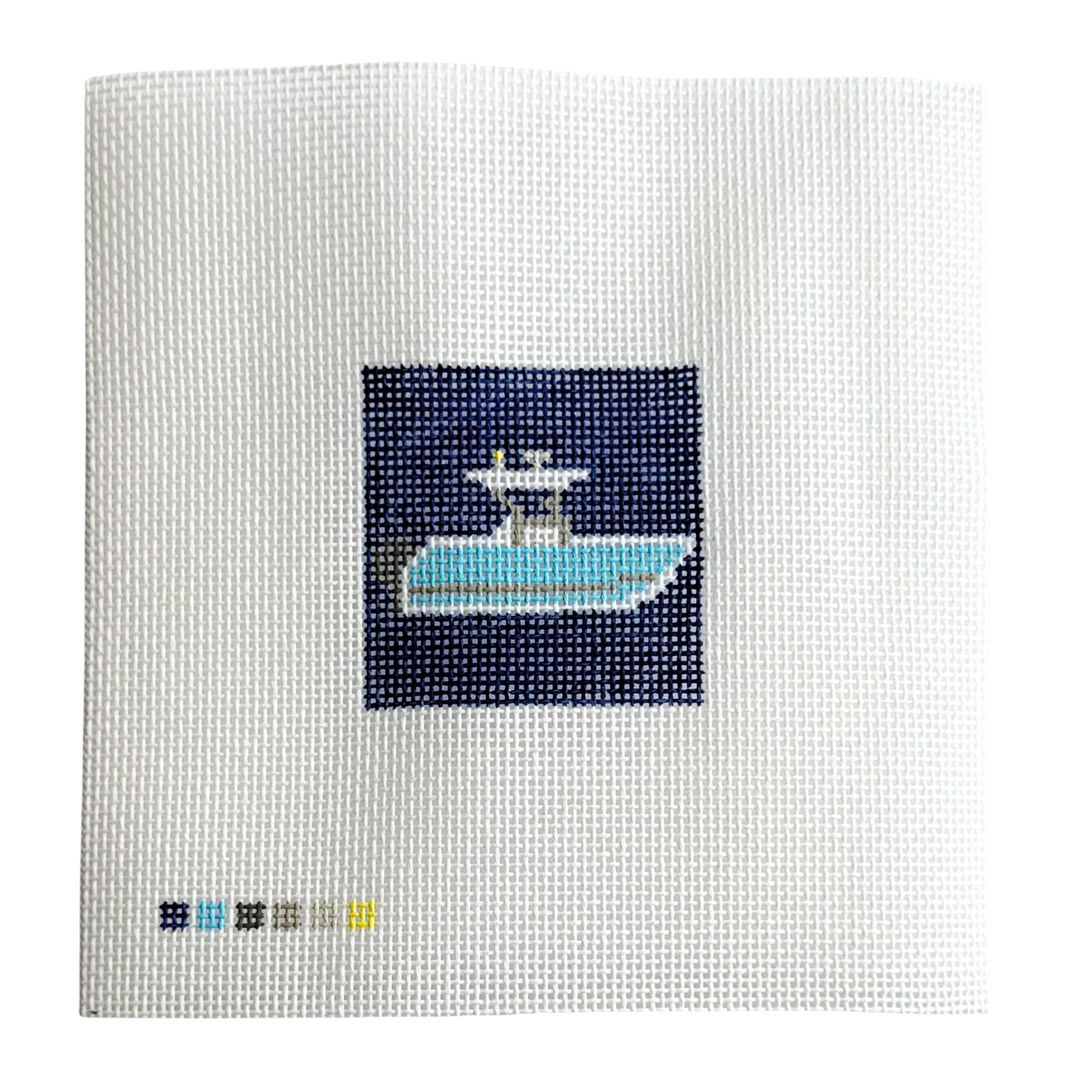 CUSTOM Boat Needlepoint Canvas 2" x 2"