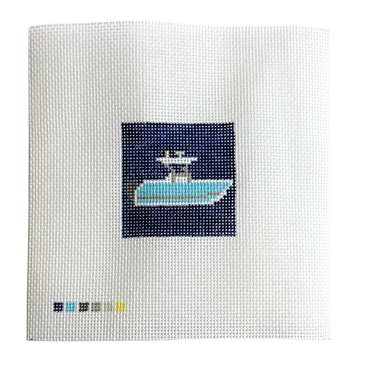 CUSTOM Boat Needlepoint Canvas 2" x 2"