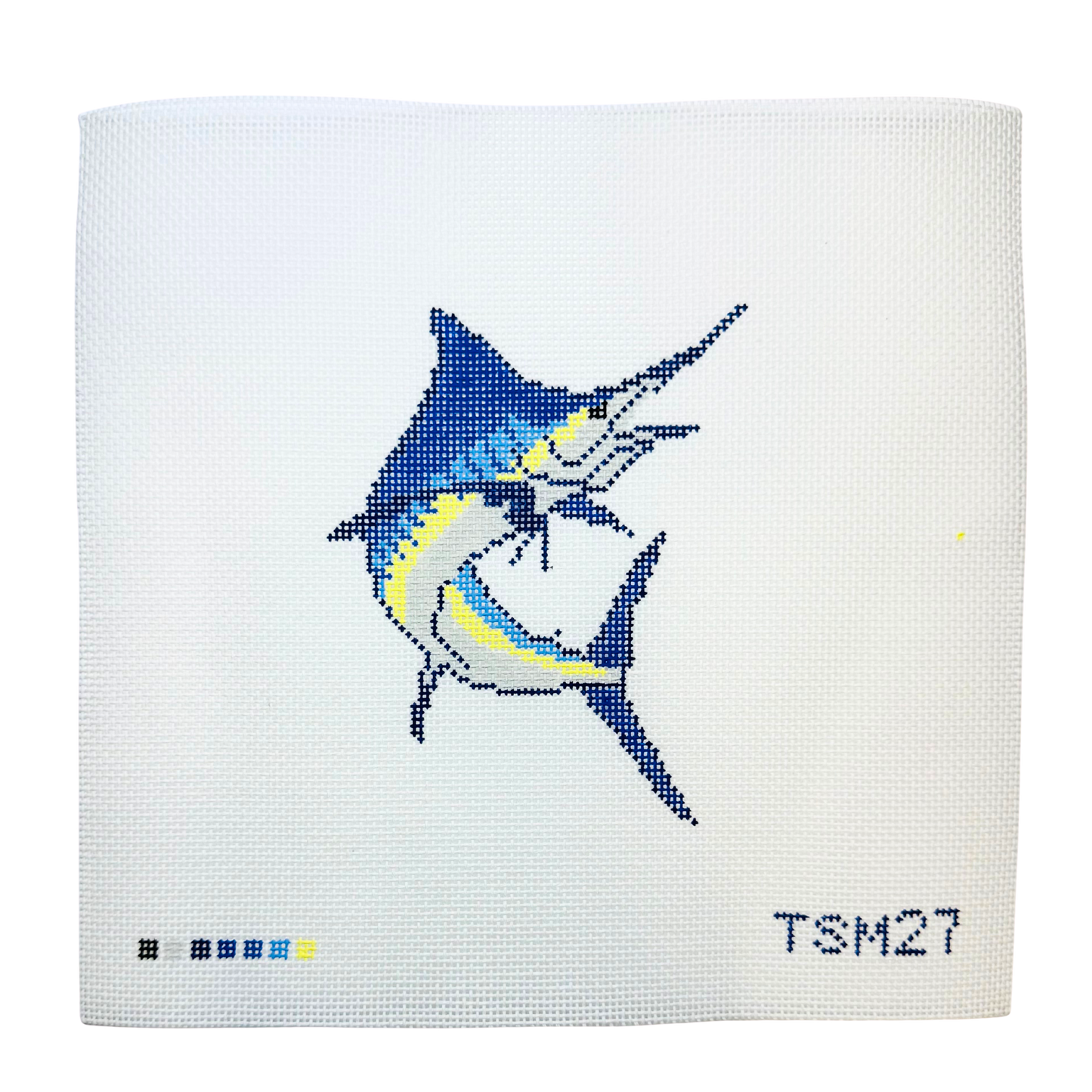 Blue Marlin Jumping Needlepoint Canvas