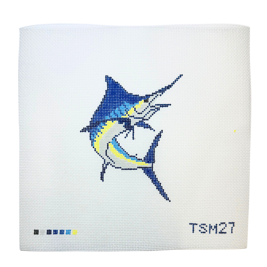 Blue Marlin Jumping Needlepoint Canvas