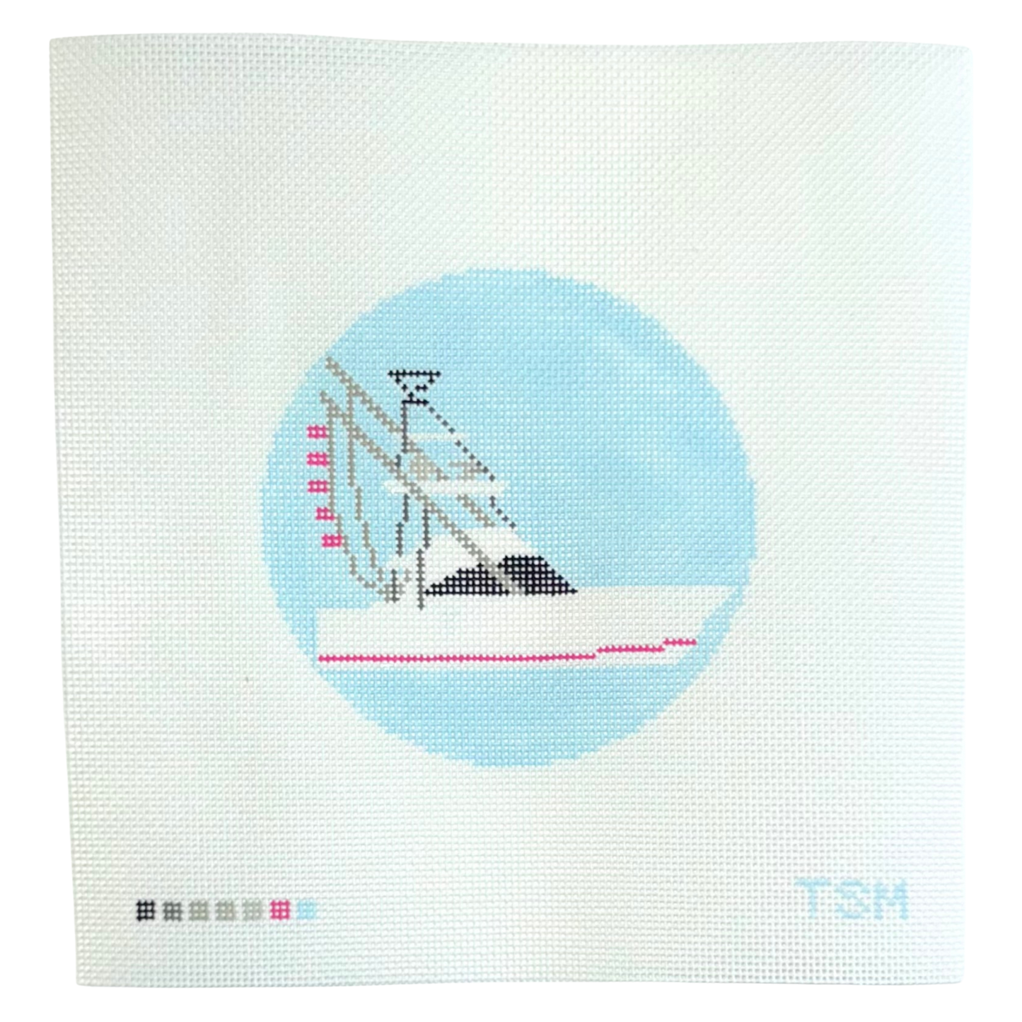 Boat Needlepoint Canvas 4" x 4" - CIRCLE