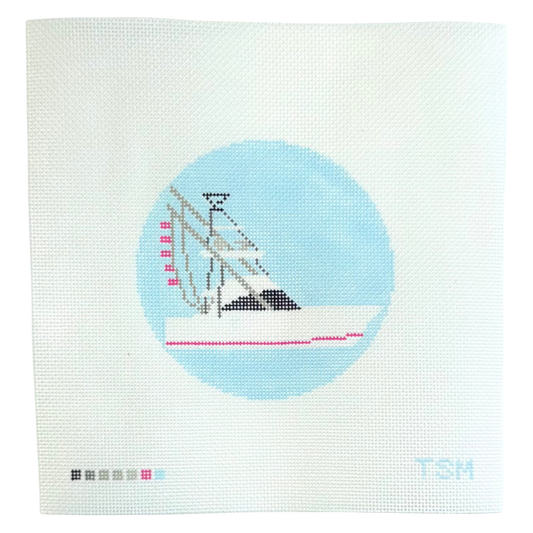 Boat Needlepoint Canvas 4" x 4" - CIRCLE