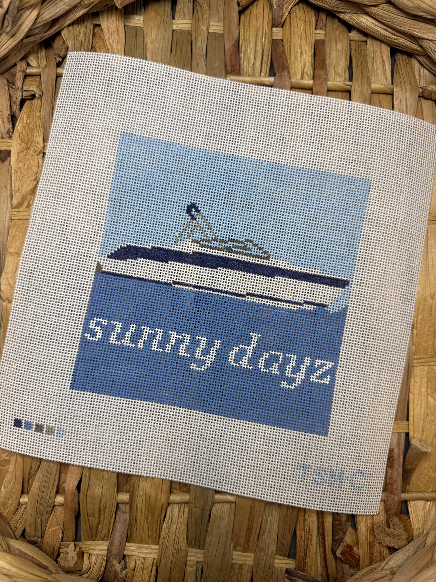 CUSTOM Boat Needlepoint Canvas 5" x 5"