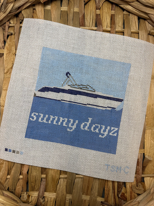 CUSTOM Boat Needlepoint Canvas 5" x 5"